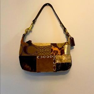 Coach brown patchwork mini purse
